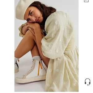 Free People Dahlia embroidered smocked maxi dress Soda Lime combo